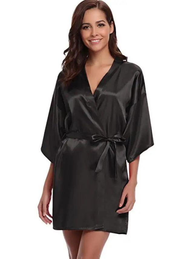 Kimono Peignoir Satin Bleu Marine | MDN Store