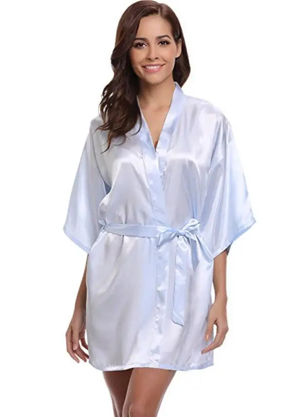Kimono Peignoir Satin Bleu Marine | MDN Store