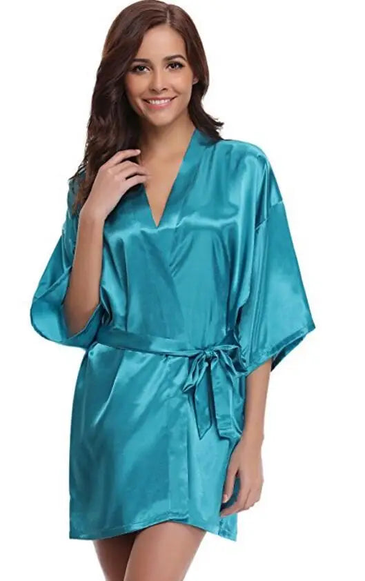 Kimono Peignoir Satin Bleu Marine | MDN Store