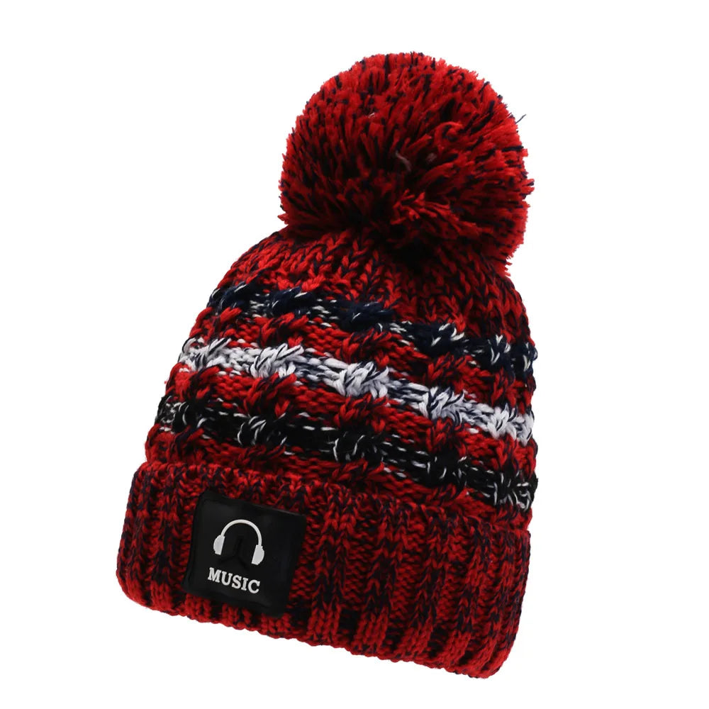 Bonnet Femme Hiver Épais Tricot avec Pompon Chenille Doublure Polaire | MDN
