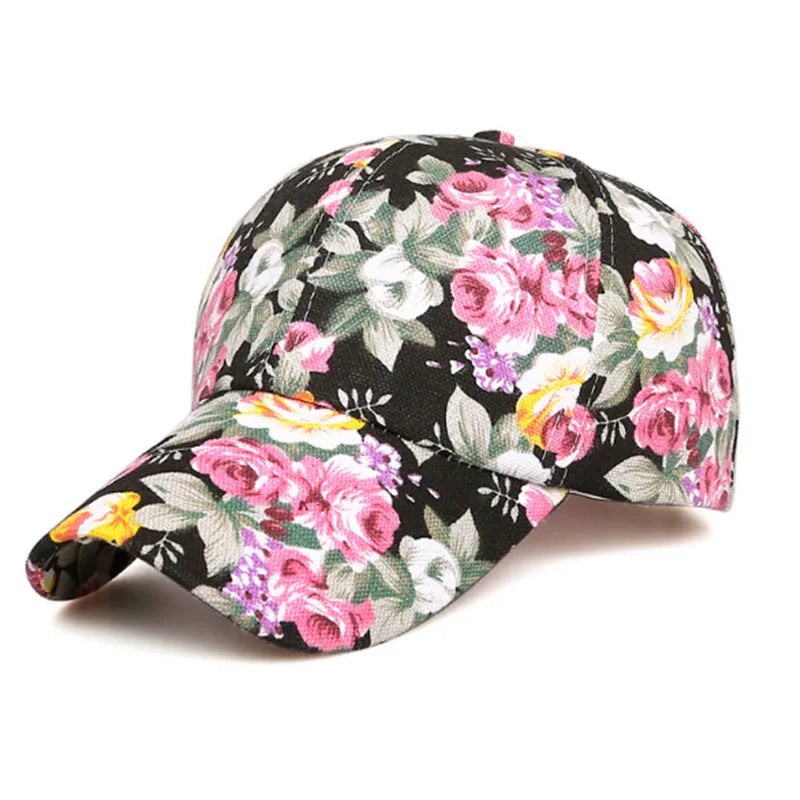 Casquette Baseball Imprime Floral Rose Femme Protection Solaire | MDN Store 25