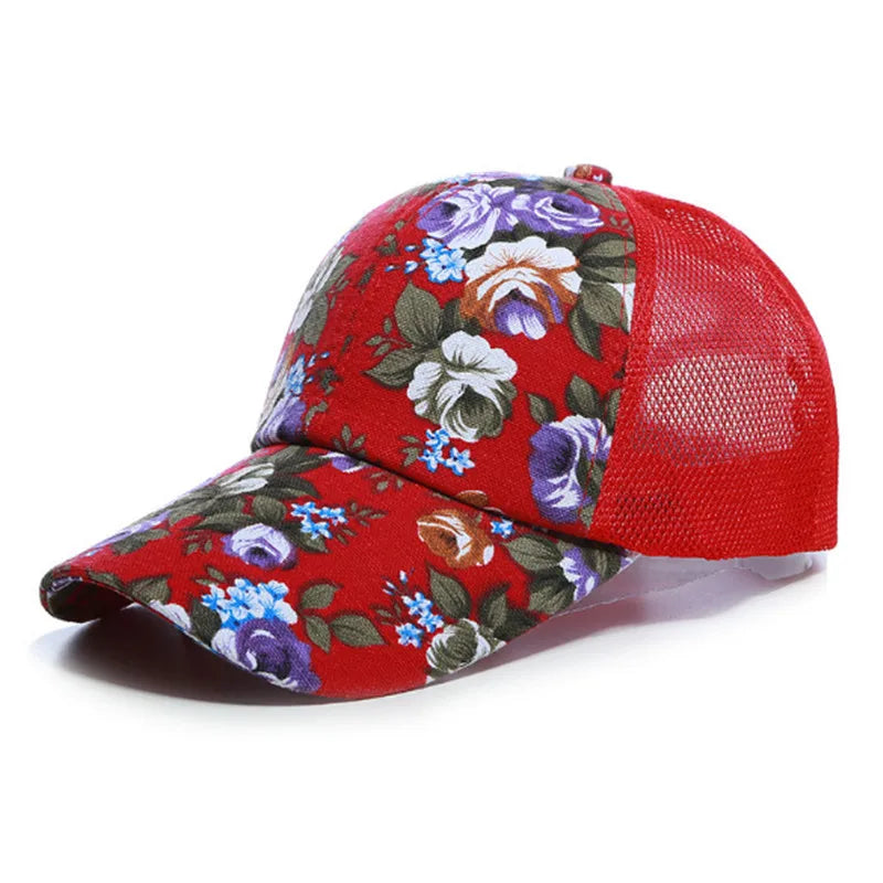 Casquette Baseball Imprime Floral Rose Femme Protection Solaire | MDN Store 25