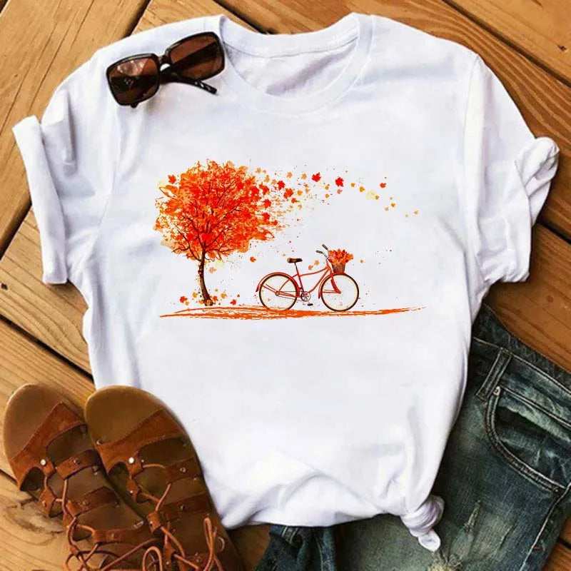 T-Shirt Velo et Tournesol Femme Harajuku Manches Courtes | MDN Store 25