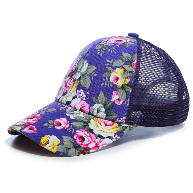 Casquette Baseball Imprime Floral Rose Femme Protection Solaire | MDN Store 25