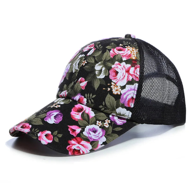 Casquette Baseball Imprime Floral Rose Femme Protection Solaire | MDN Store 25