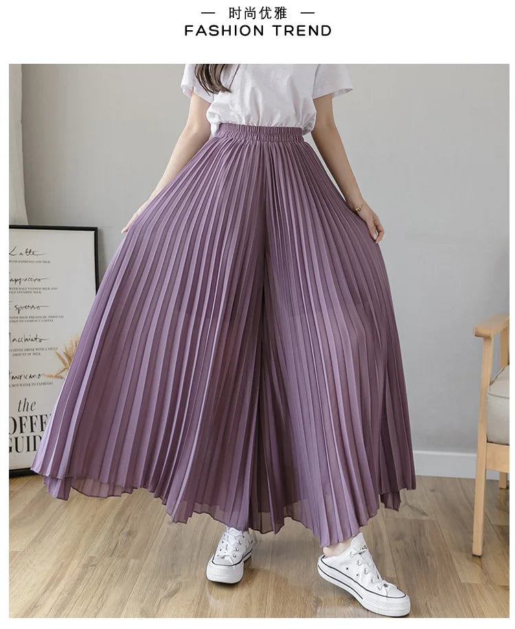 Pantalon Mousseline Plissé Taille Haute | MDN Store
