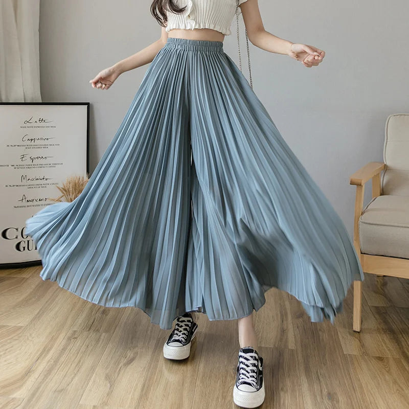 Pantalon Mousseline Plissé Taille Haute | MDN Store