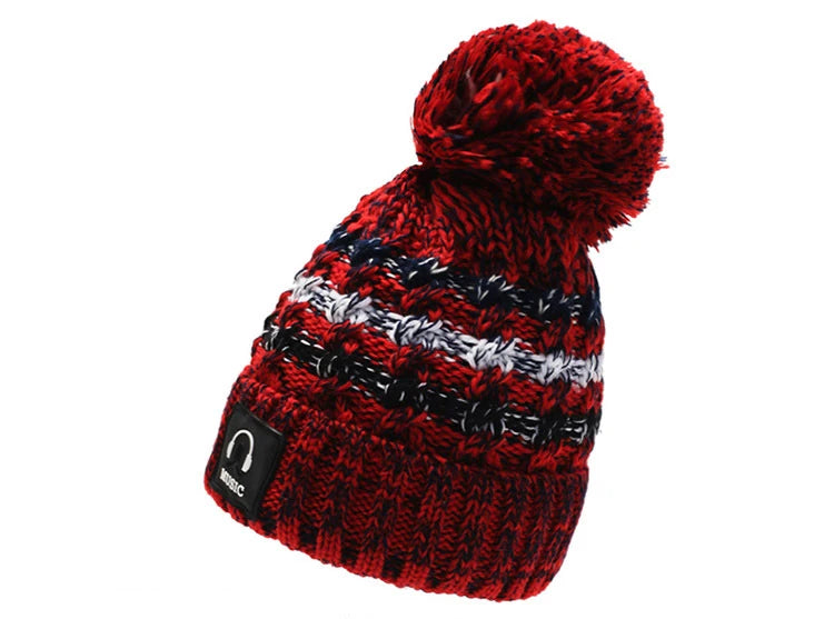 Bonnet Femme Hiver Épais Tricot avec Pompon Chenille Doublure Polaire | MDN