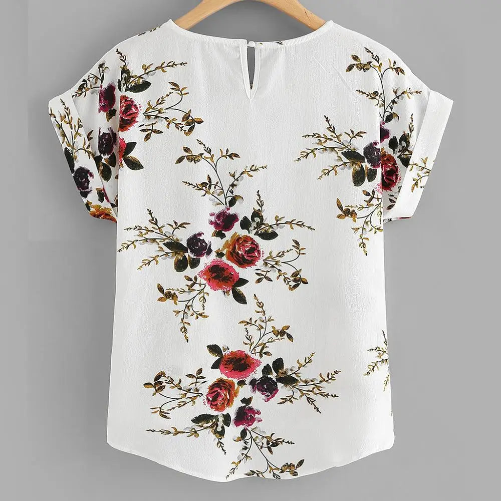 Blouse Imprimé Floral Col Rond Femme | MDN