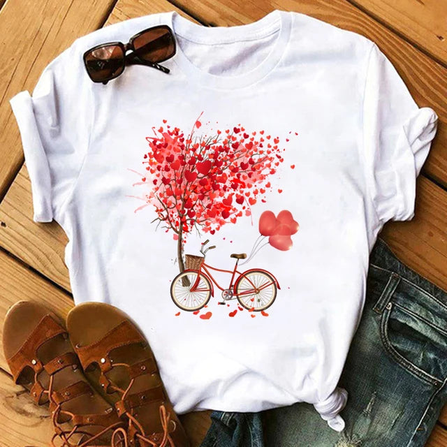 T-Chemise Coquelicot Rouge Noir Harajuku Femme | MDN Store