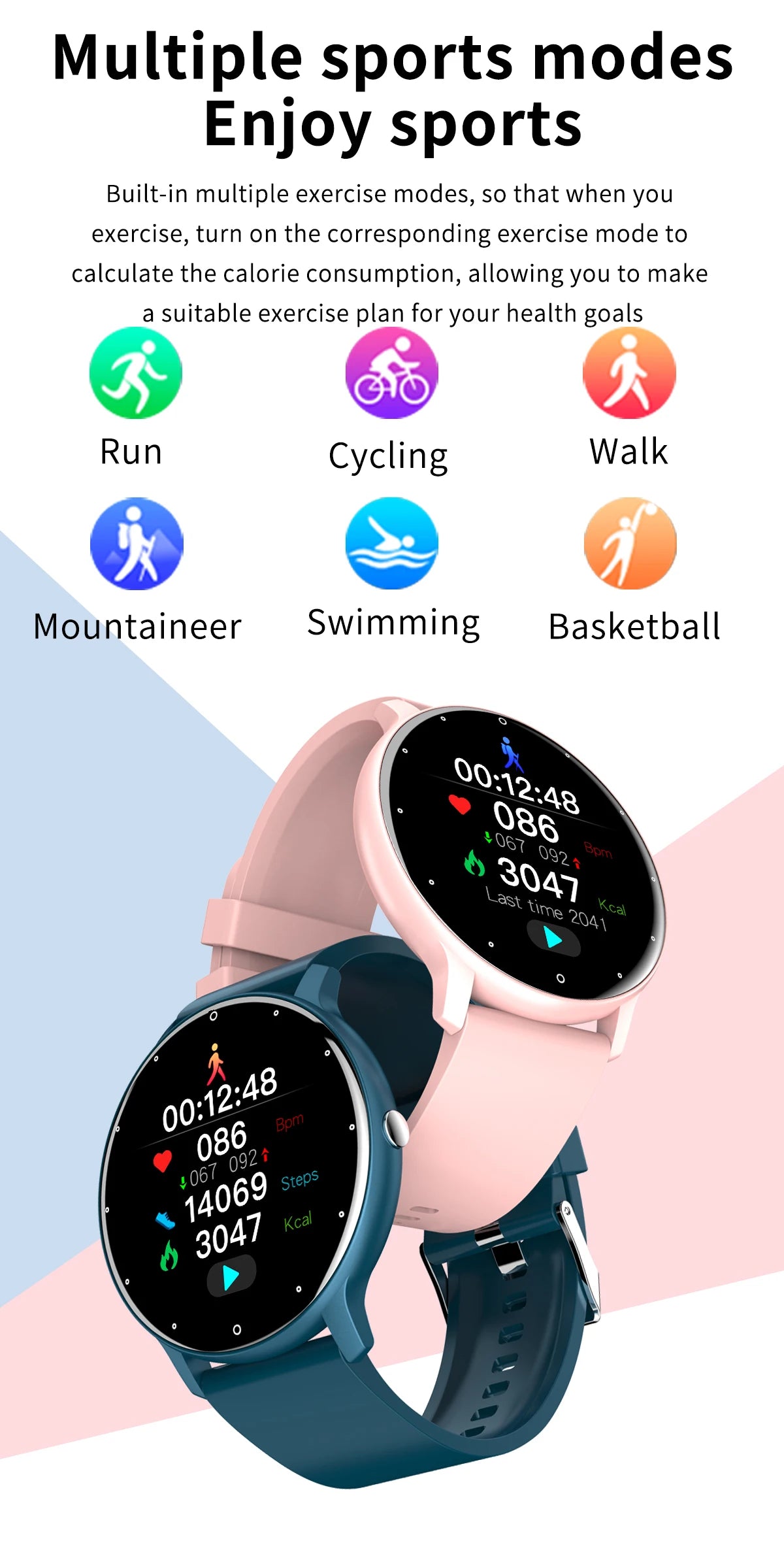 Montre Connectée Femme Homme LIGE Étanche - Bracelet Sport Météo Android iOS | MDN