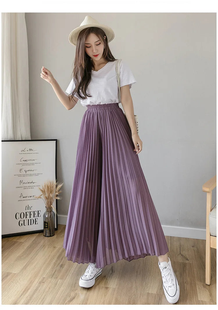 Pantalon Mousseline Plissé Taille Haute | MDN Store