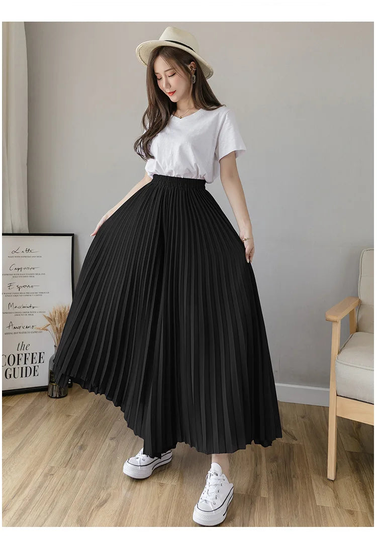 Pantalon Mousseline Plissé Taille Haute | MDN Store