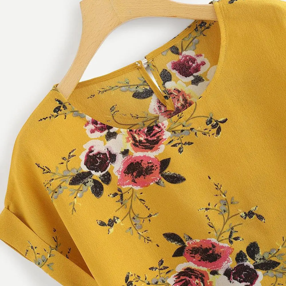Blouse Imprimé Floral Col Rond Femme | MDN Store