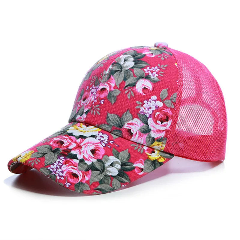 Casquette Baseball Imprime Floral Rose Femme Protection Solaire | MDN Store 25