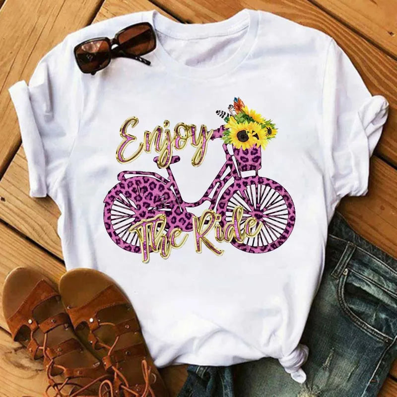 T-Shirt Velo et Tournesol Femme Harajuku Manches Courtes | MDN Store 25