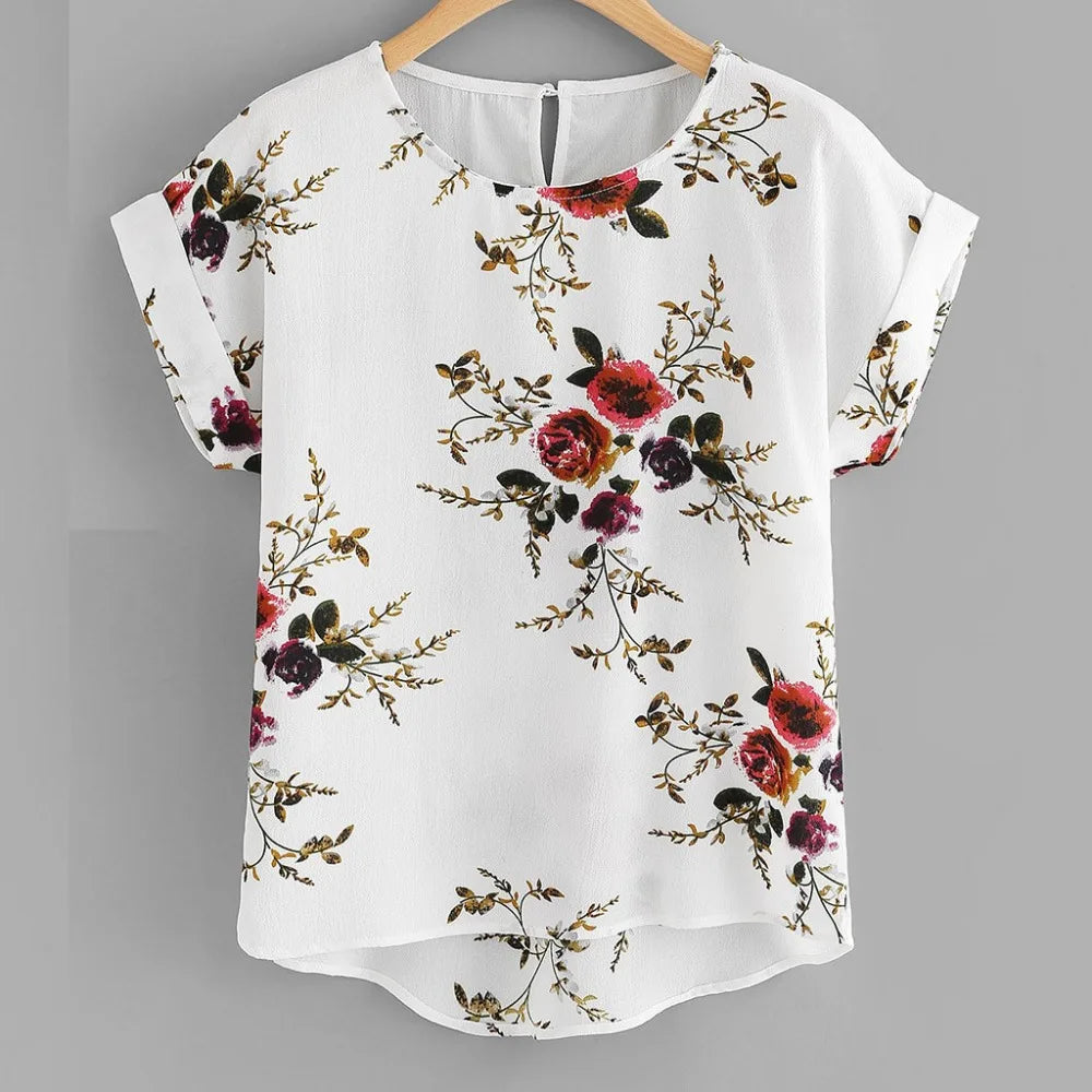 Blouse Imprimé Floral Col Rond Femme | MDN Store