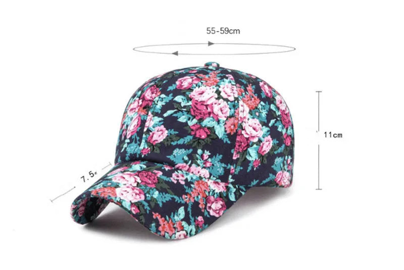 Casquette Baseball Imprime Floral Rose Femme Protection Solaire | MDN Store 25