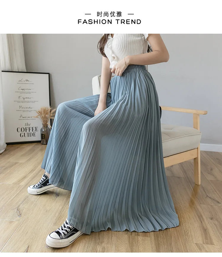 Pantalon Mousseline Plissé Taille Haute | MDN Store