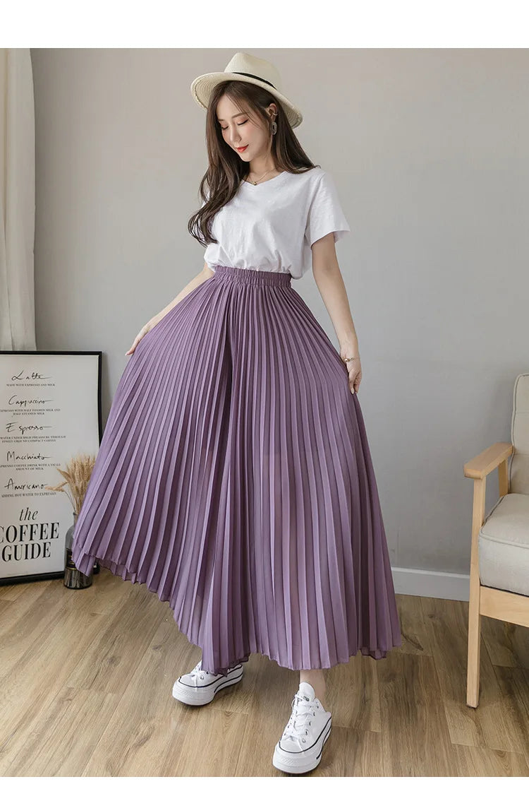 Pantalon Mousseline Plissé Taille Haute | MDN Store