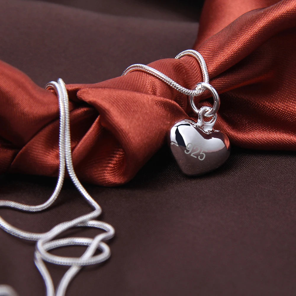 Collier Cœur Argent Chaîne Serpent 40-75cm Femme Mariage | MDN Store