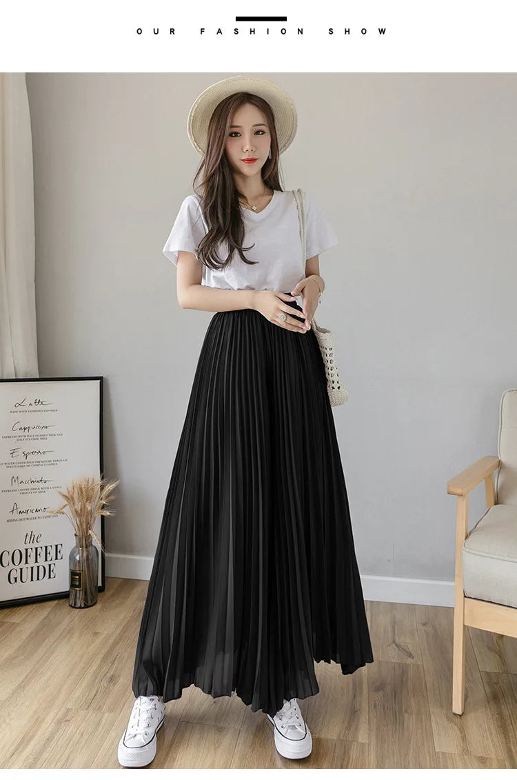Pantalon Mousseline Plissé Taille Haute | MDN Store