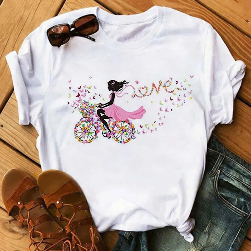 T-Shirt Velo et Tournesol Femme Harajuku Manches Courtes | MDN Store 25