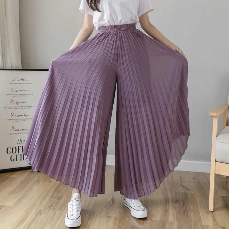 Pantalon Mousseline Plissé Taille Haute | MDN Store