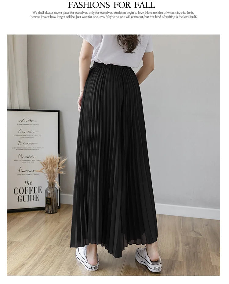 Pantalon Mousseline Plissé Taille Haute | MDN Store