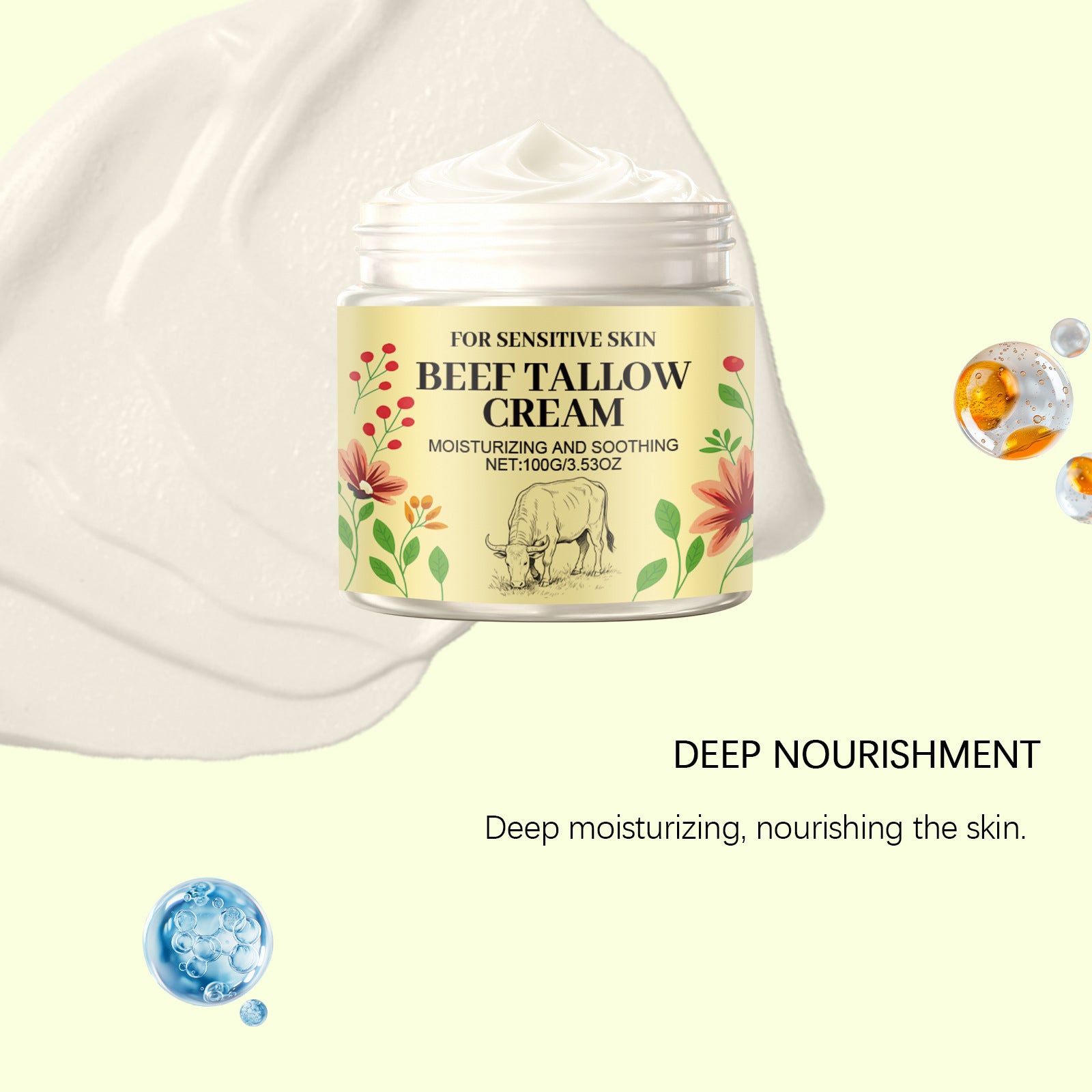 Baume Suif de Bœuf Miel Fouetté Hydratant Raffermissant Anti-Rides 100g | MDN Store