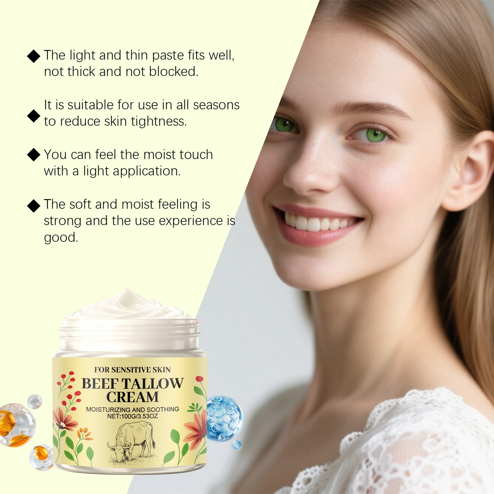 Baume Suif de Bœuf Miel Fouetté Hydratant Raffermissant Anti-Rides 100g | MDN Store