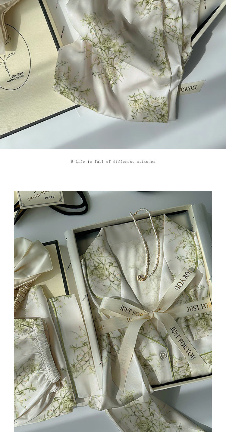 Pyjama Satin Soie Imprimé Mignon | MDN