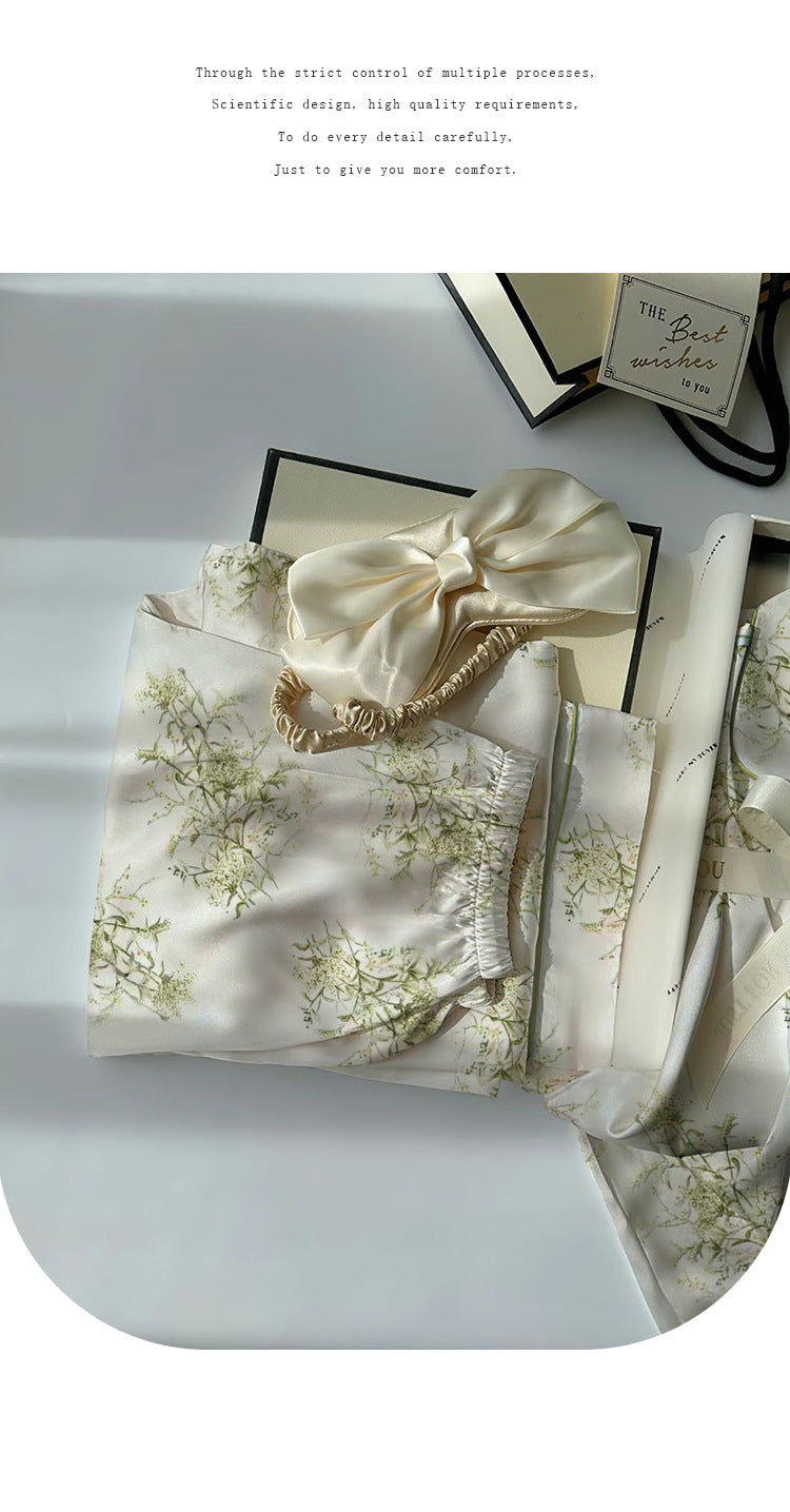 Pyjama Satin Soie Imprimé Mignon | MDN