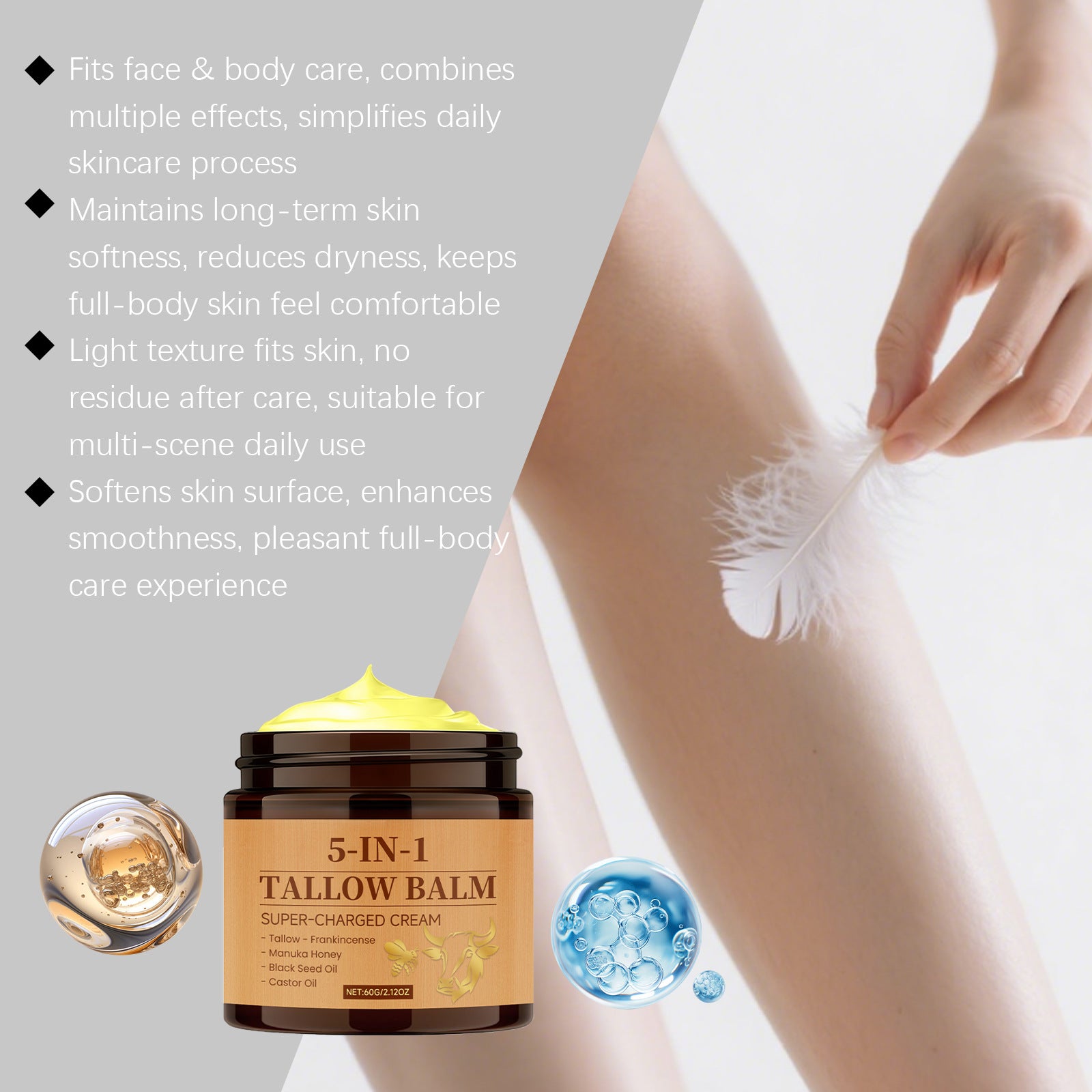 Baume 5 en 1 Suif de Bœuf Miel Hydratant Anti-Rides Éclaircissant 60g | MDN Store