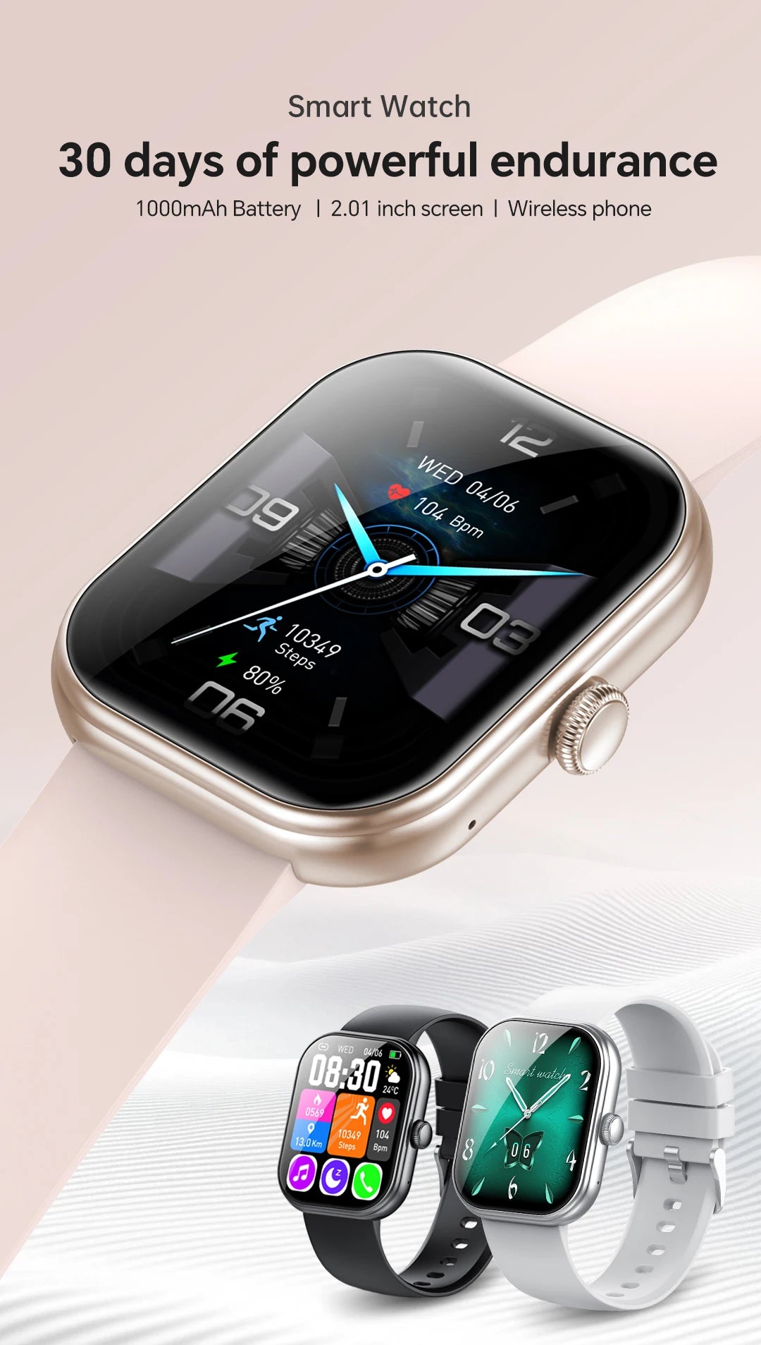 Montre Connectée 1000mAh 2.01" 30 Jours Autonomie | MDN