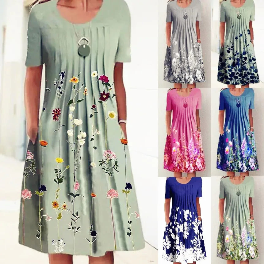 Robe Longue Femme Bohème Fleurie Volants Poches Été | MDN Store