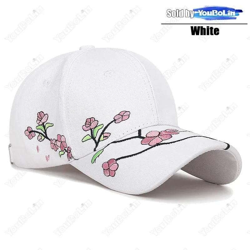 Casquette Bec de Canard Broderie Fleur de Prunier Femme Reglable | MDN Store 25