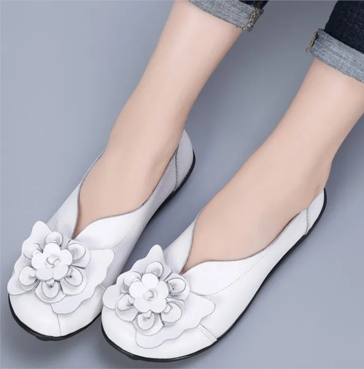 Ballerines Cuir Fleur Élégantes Grande Taille | MDN Store