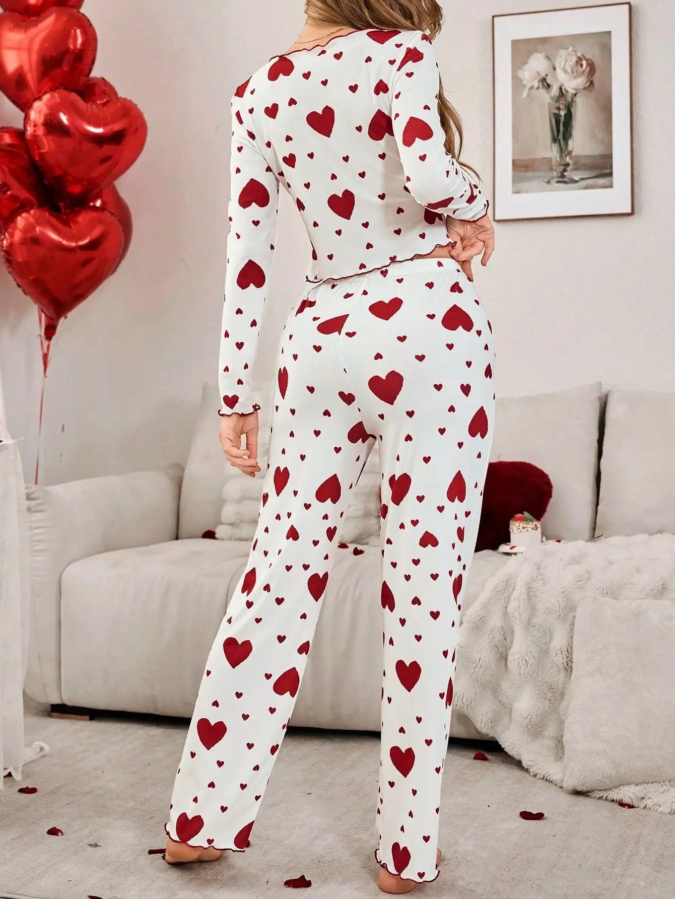 Pyjama 2 Pièces Cœurs Manches Longues | MDN Store