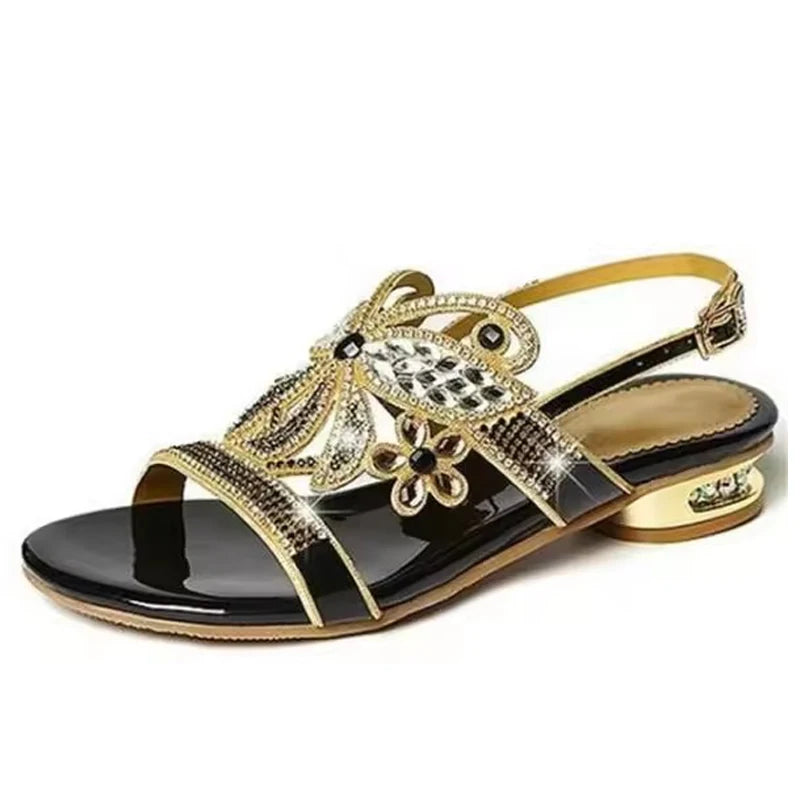 Sandales Compensées Cuir Strass Femme YAERNI | MDN Store