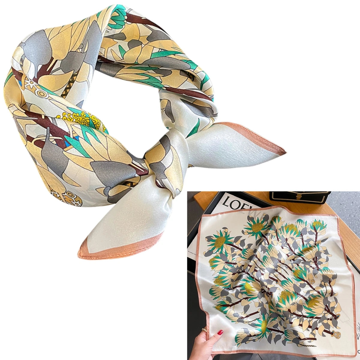Foulard Carré Soie Mûrier 100% Floral 53cm Femme | MDN Store