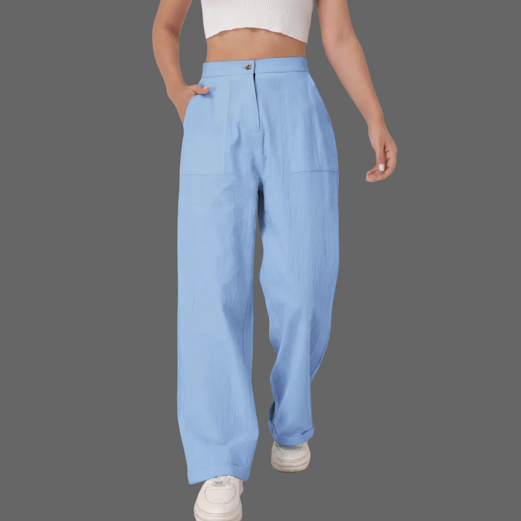 Pantalon Lin Taille Haute Décontracté Femme | MDN Store