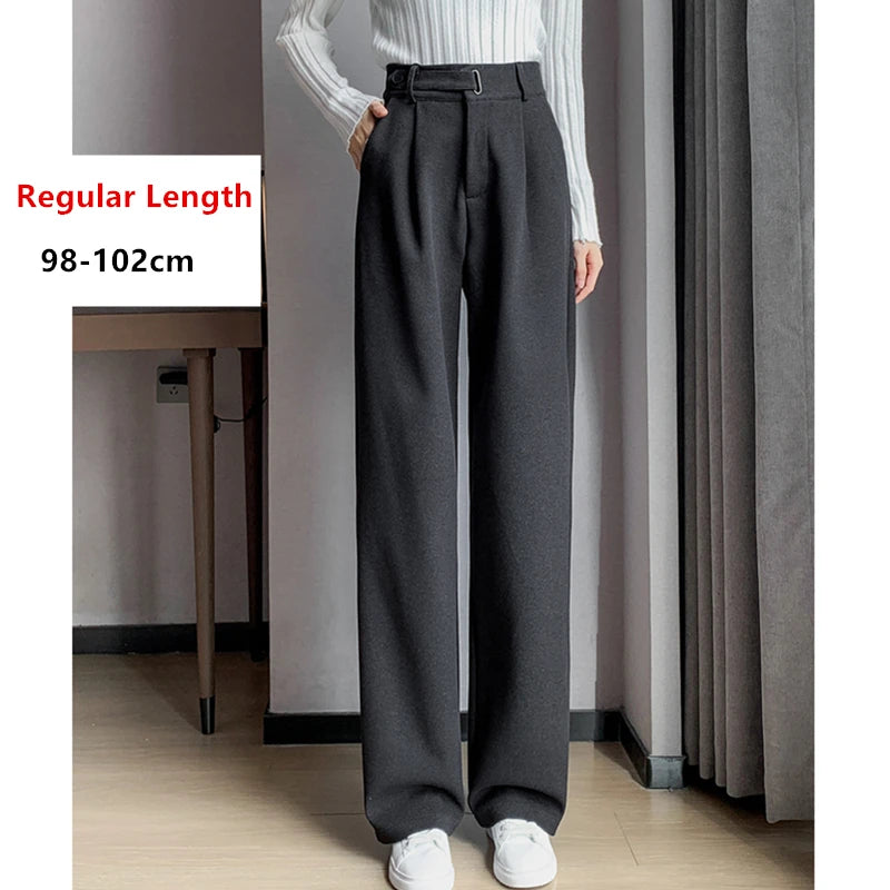 Pantalon Laine Large Femme Boutons Milk Tea | MDN Store