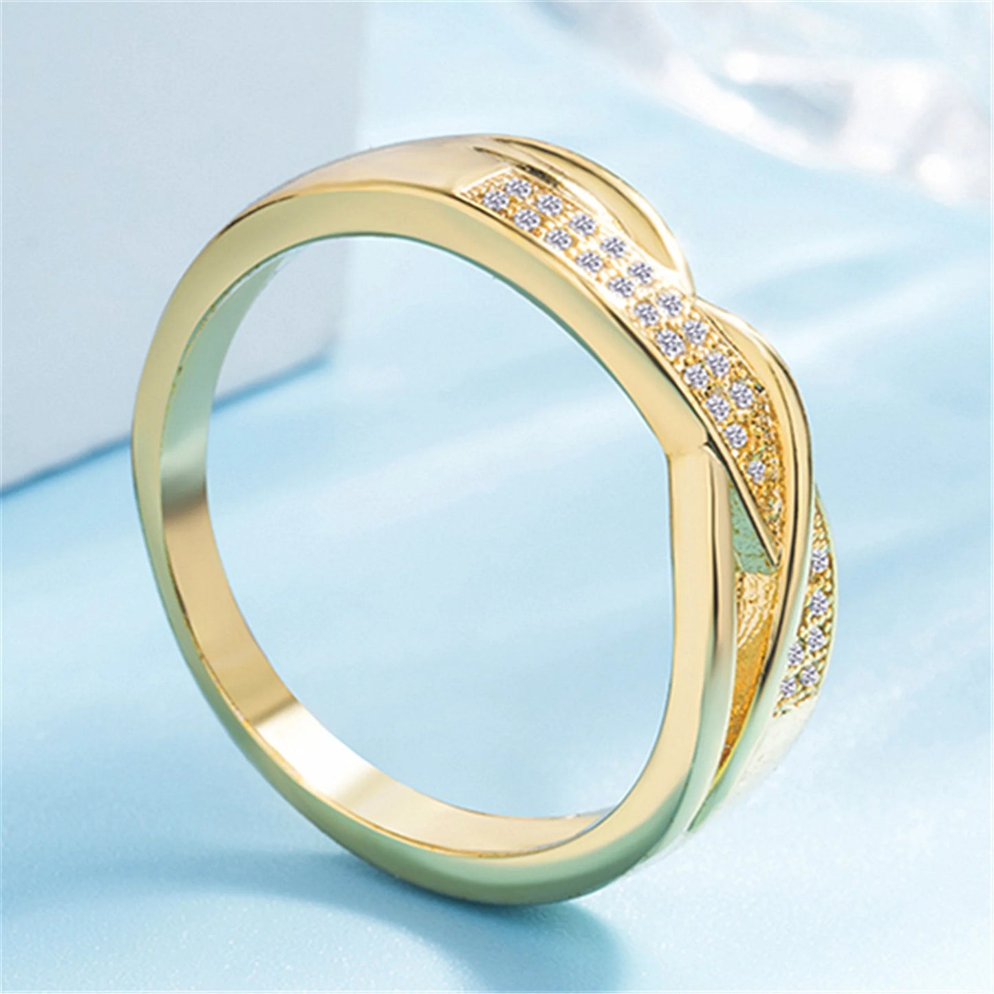 Bague Or Jaune 18K Diamant Ruban Fiançailles | MDN