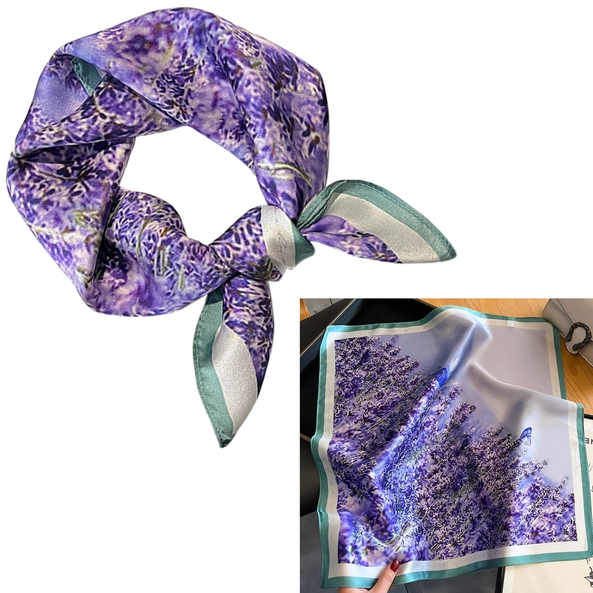 Foulard Carré Soie Mûrier 100% Floral 53cm Femme | MDN Store