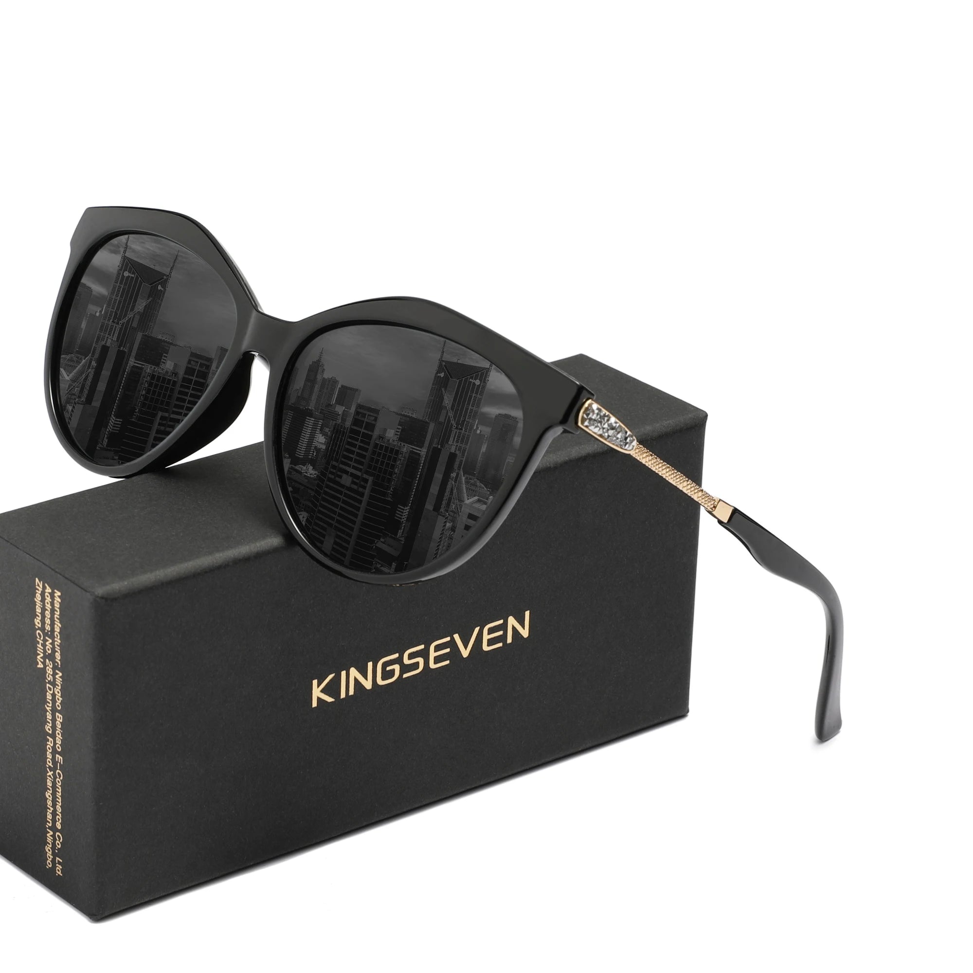 KINGSEVEN Lunettes de Soleil Oeil de Chat Femme Polarisées UV400 Grand Cadre | MDN Store 25