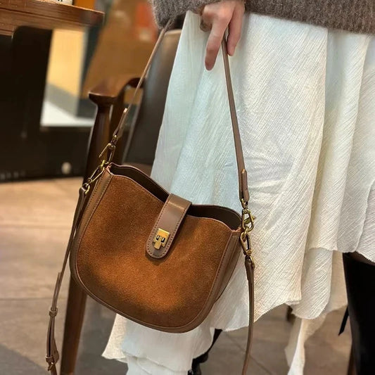 Sac à Main Femme Cuir Véritable Daim Luxe Grande Capacité - MDN
