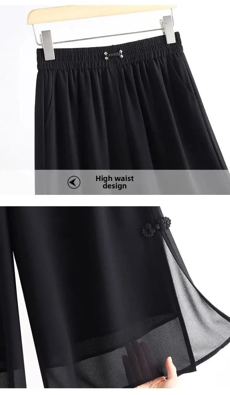 Pantalon Grande Femme Mousseline 7/8 Noir | MDN Store