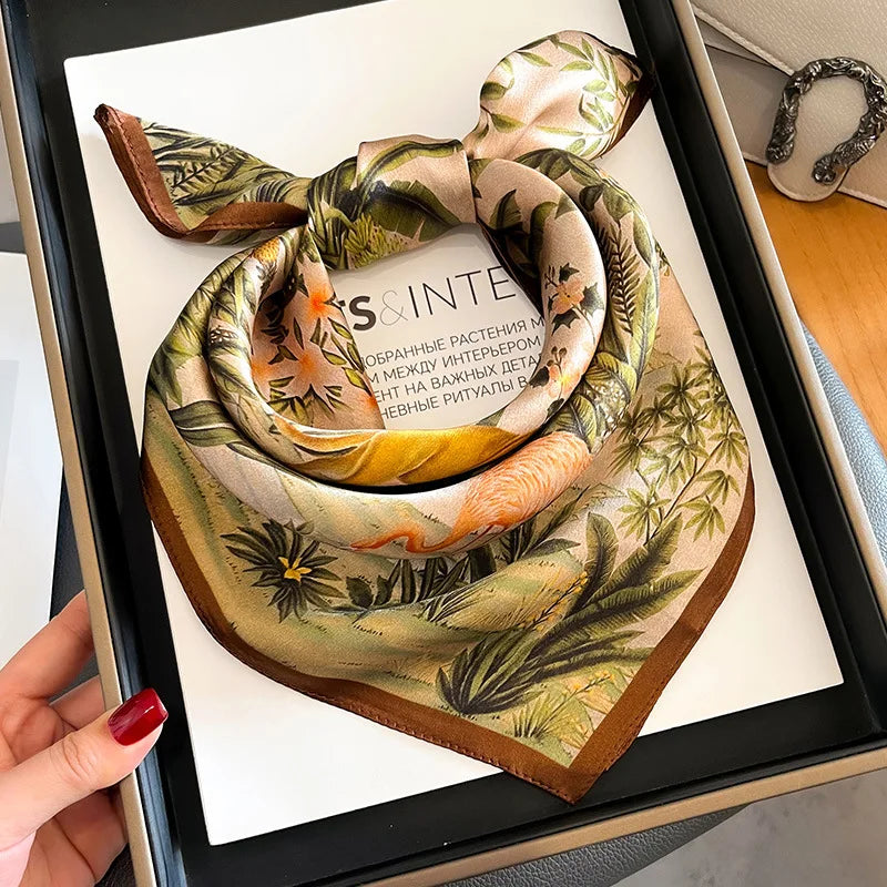 Foulard Carré Soie Mûrier 100% Floral 53cm Femme | MDN Store