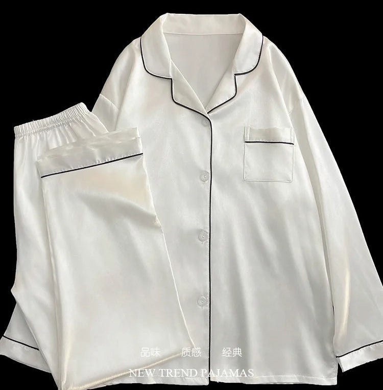 Pyjama Satin Soie Uni 2 Pièces | MDN Store